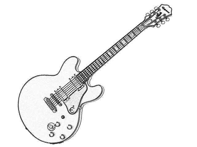 Strichzeichnung Gitarre "Lucille"