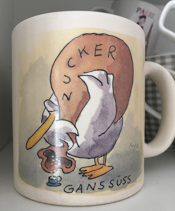 Kaffeebecher mit Zeichnung "Gans süß"