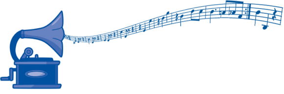 Grammophon mit geschwungenen Noten