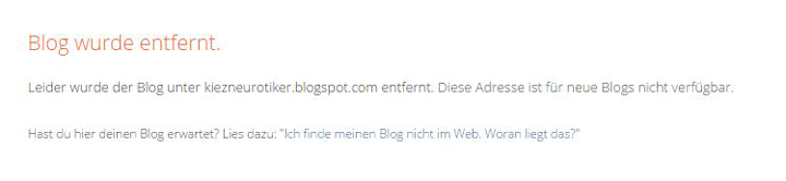 Meldung "Blog gelöscht"