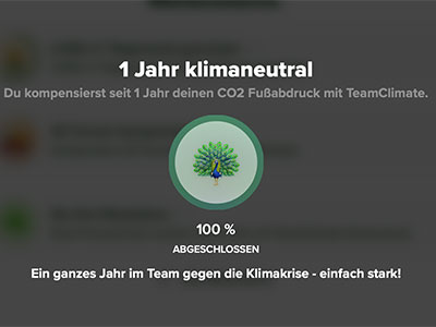 Meilenstein 1 Jahr klimaneutral